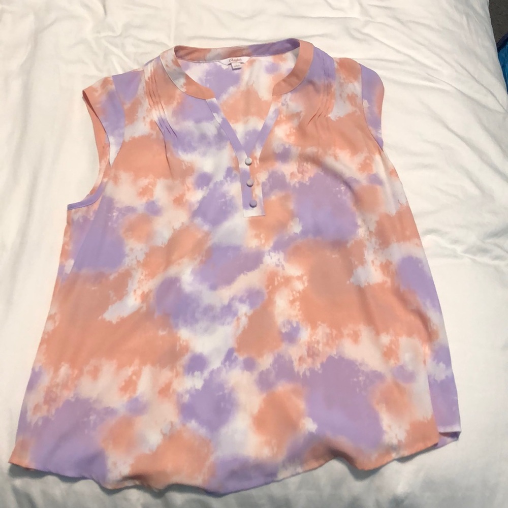 Candie’s Tie Dye Cap Sleeve Printed Blouse